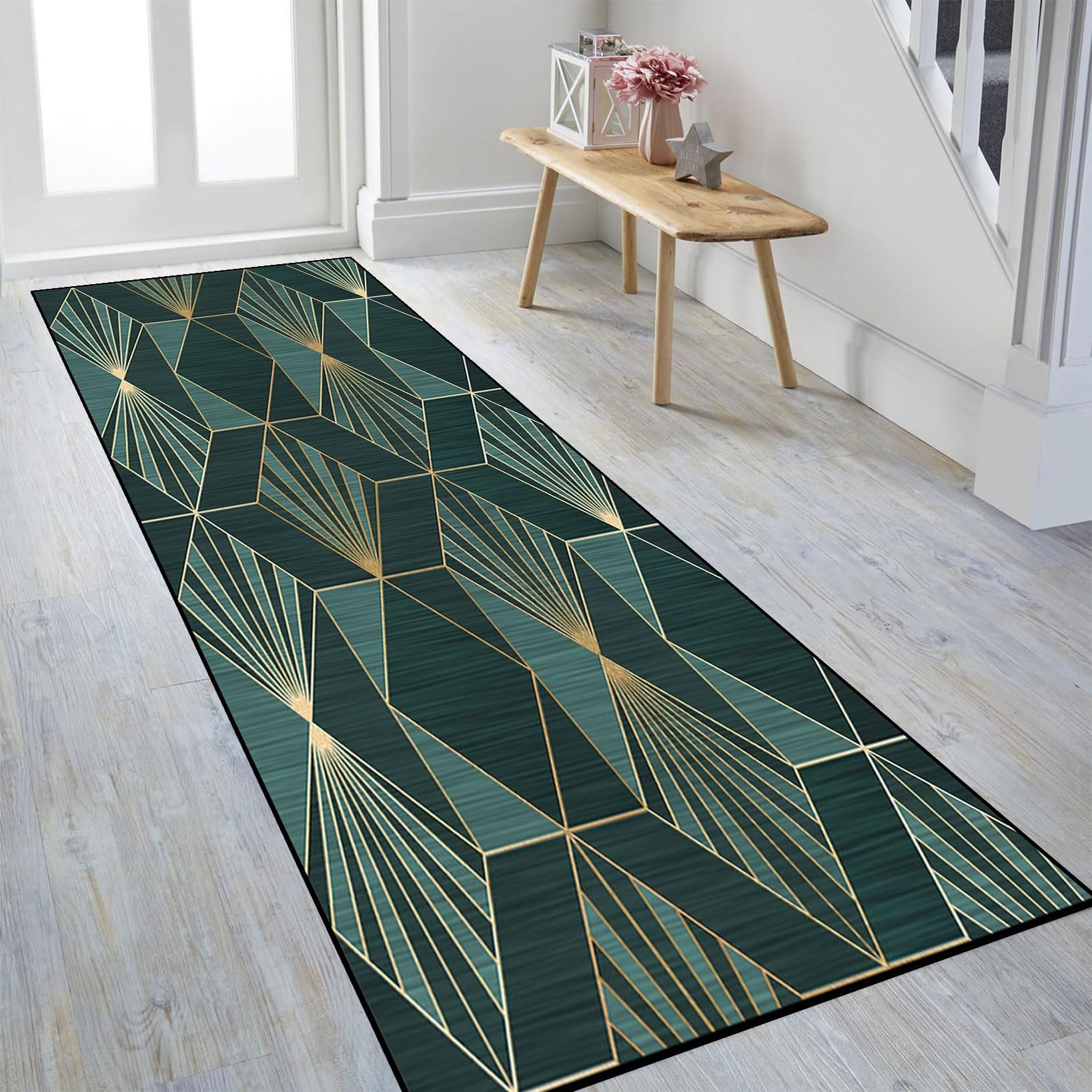 Alfombra pasillo larga moderna abstracta para comedor y entrada de hogar