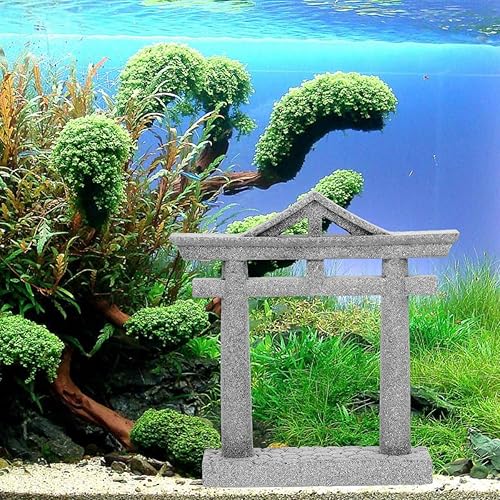 Miniatura 2 de livelyfish Decoraciones japonesas para pecera, decoración asiática de acuario Torii, adorno de puerta de Torii, santuario japonés, pagoda oriental,