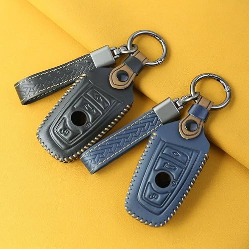 Miniatura 6 de Funda para llavero BMW con llavero, funda de cuero genuino para BMW serie 1, 3, 4, 5, 7, X3, X4, M5, M6, GT3, GT5, accesorios, azul
