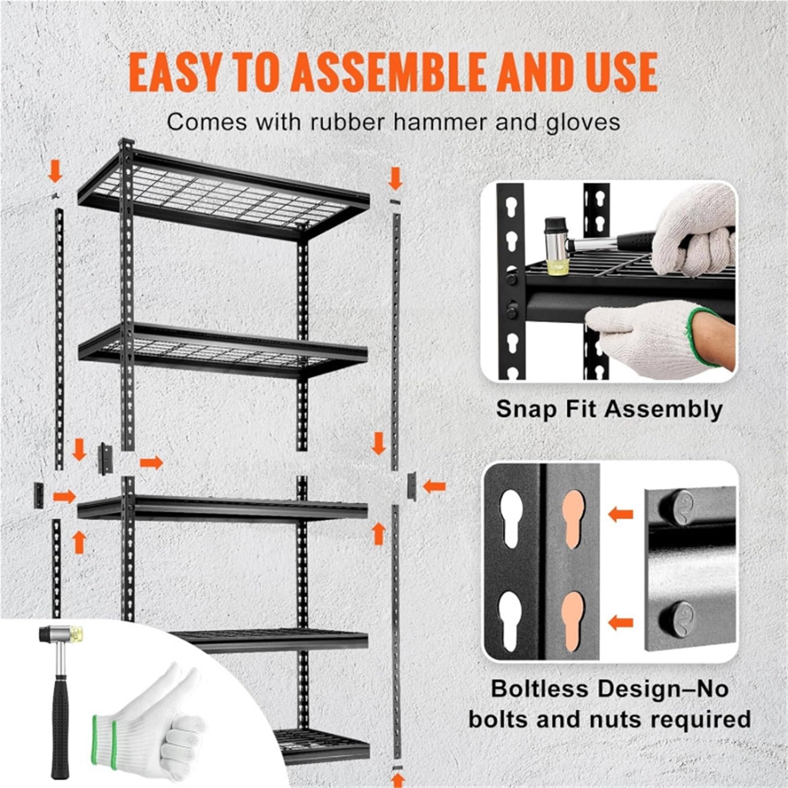 Scaffali in Metallo per Garage Scaffale portaoggetti, 5 livelli regolabili, capacità 2.000 libbre, ripiani for garage for carichi pesanti, organizer in metallo, 36" L x 16" L x 72" A(48L x 24 W x 72)