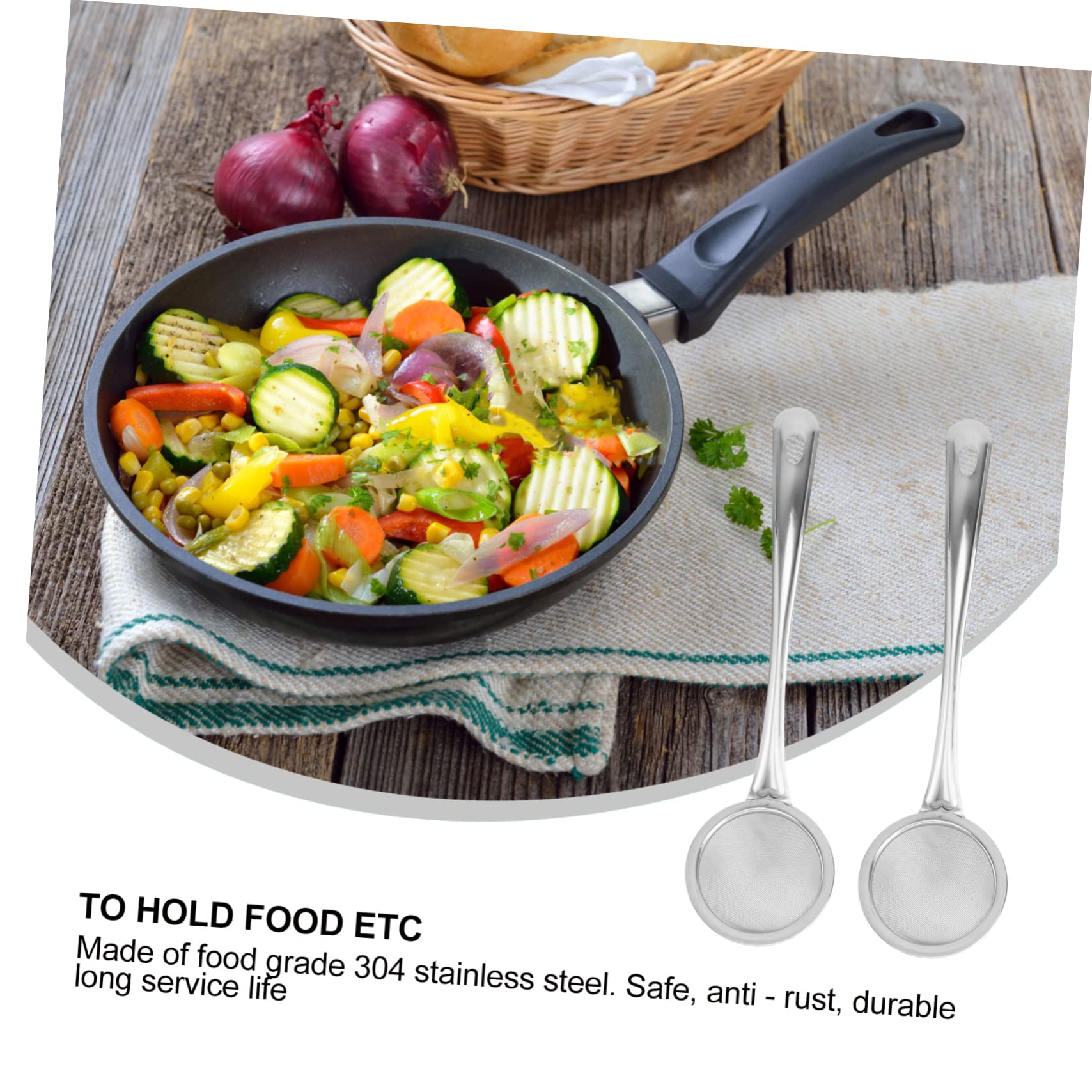 OUNONA 2Pcs Stainless Steel Flour Sieve Fine Mesh Sifting Strainer for Cooking and Baking Quick Separation of Food Scraps for Healthy Cooking Wide Edge