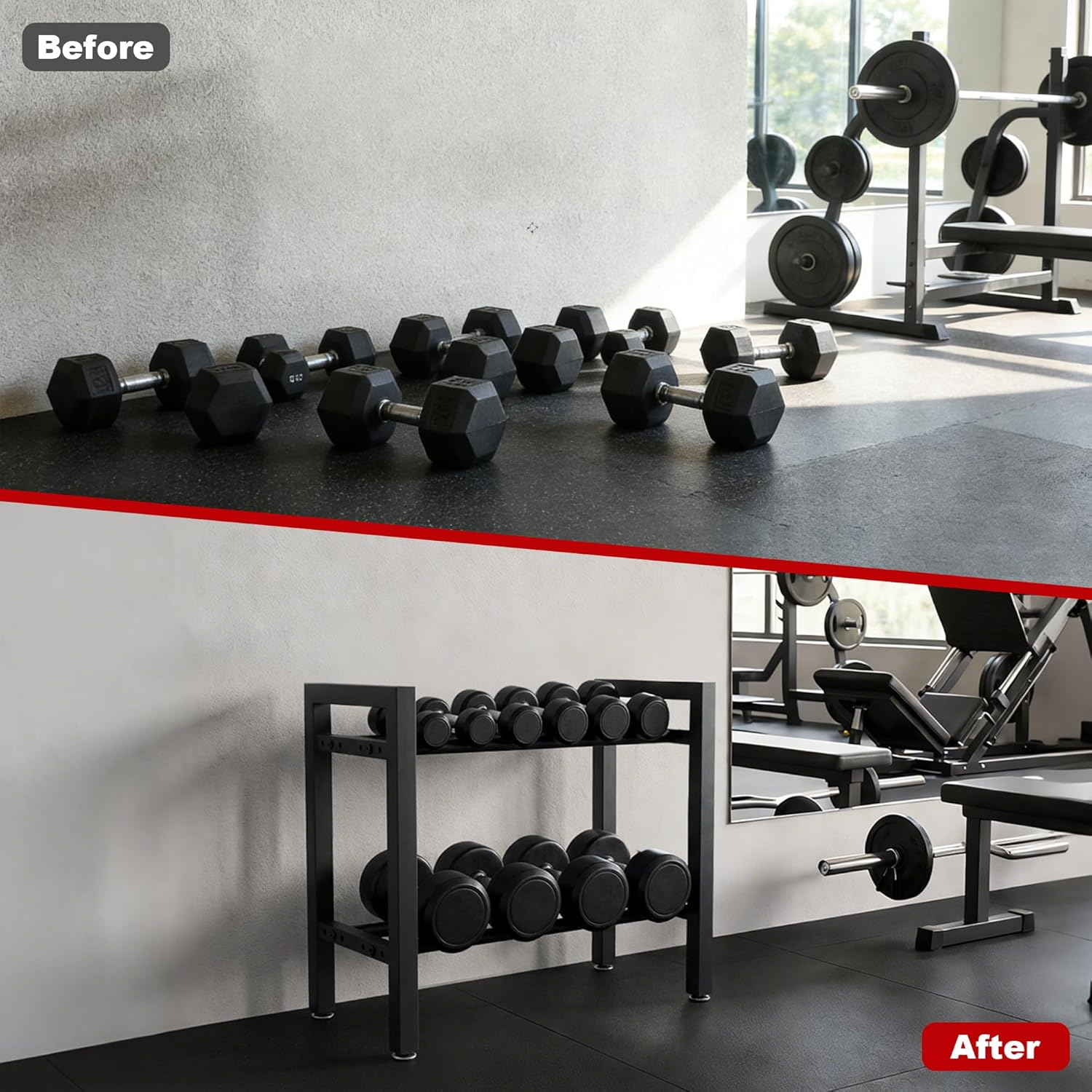 Dumbbell Rack, 2-Tier | 3-Tier Weight Rack for Home Gym, 300LB | 450LB Adjustable Dumbbell Rack Stand Only Weight Storage Rack Gym Organizer