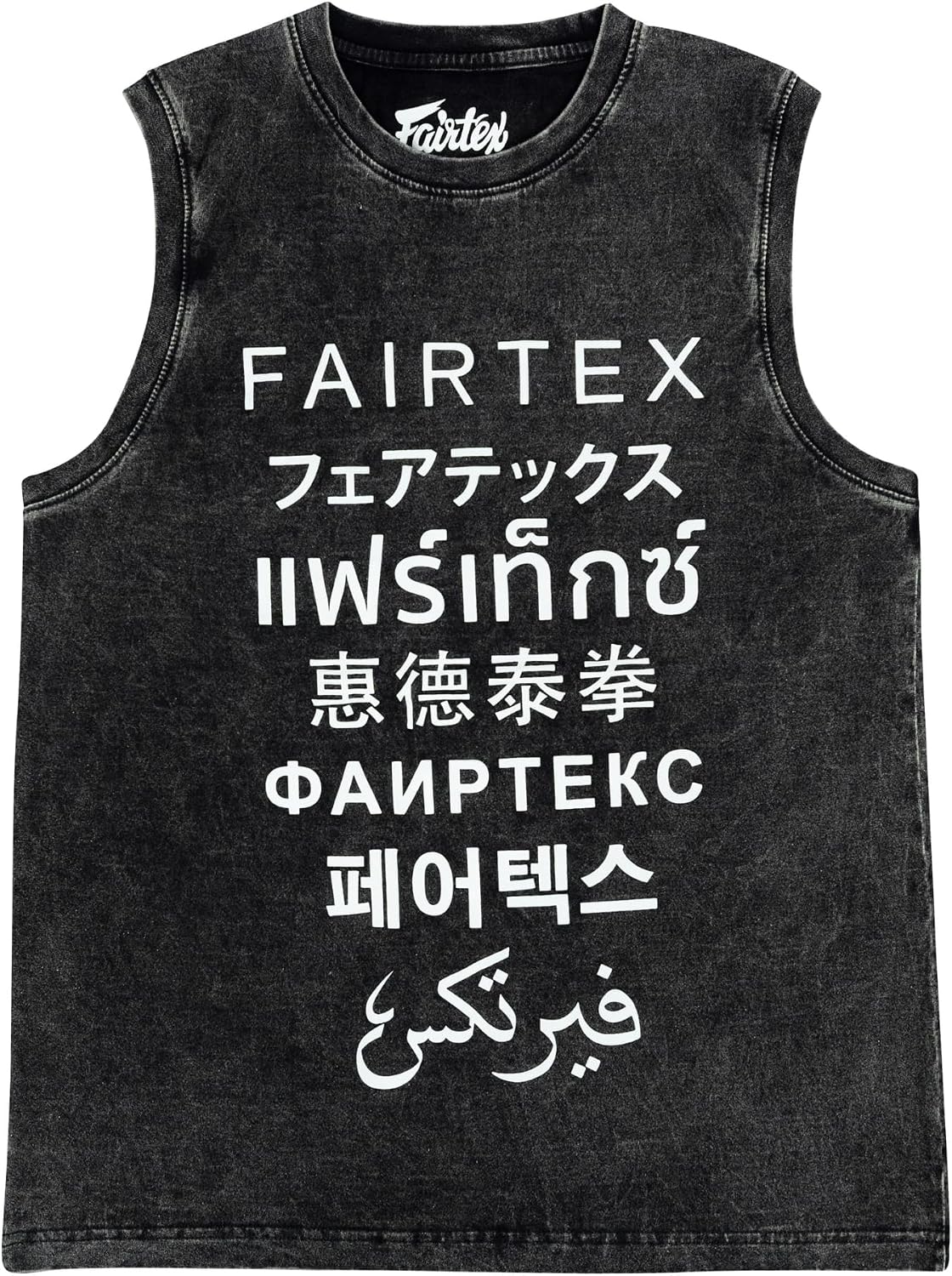 Fairtex Multi Languages Sleeveless Shirt, Cotton Muay Thai MMA Gym Tank Top
