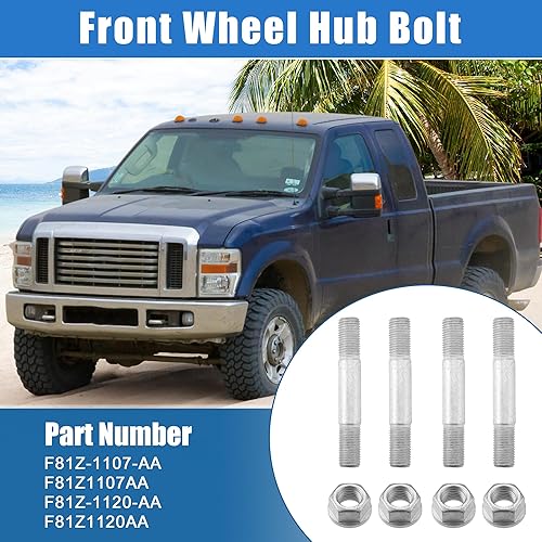 Miniatura 2 de X AUTOHAUX Juego de 4 accesorios de montaje de cubo de rueda para Ford F250 F350 F450 F550 Excursion 1999-2004 Metal tono plateado F81Z1107AA