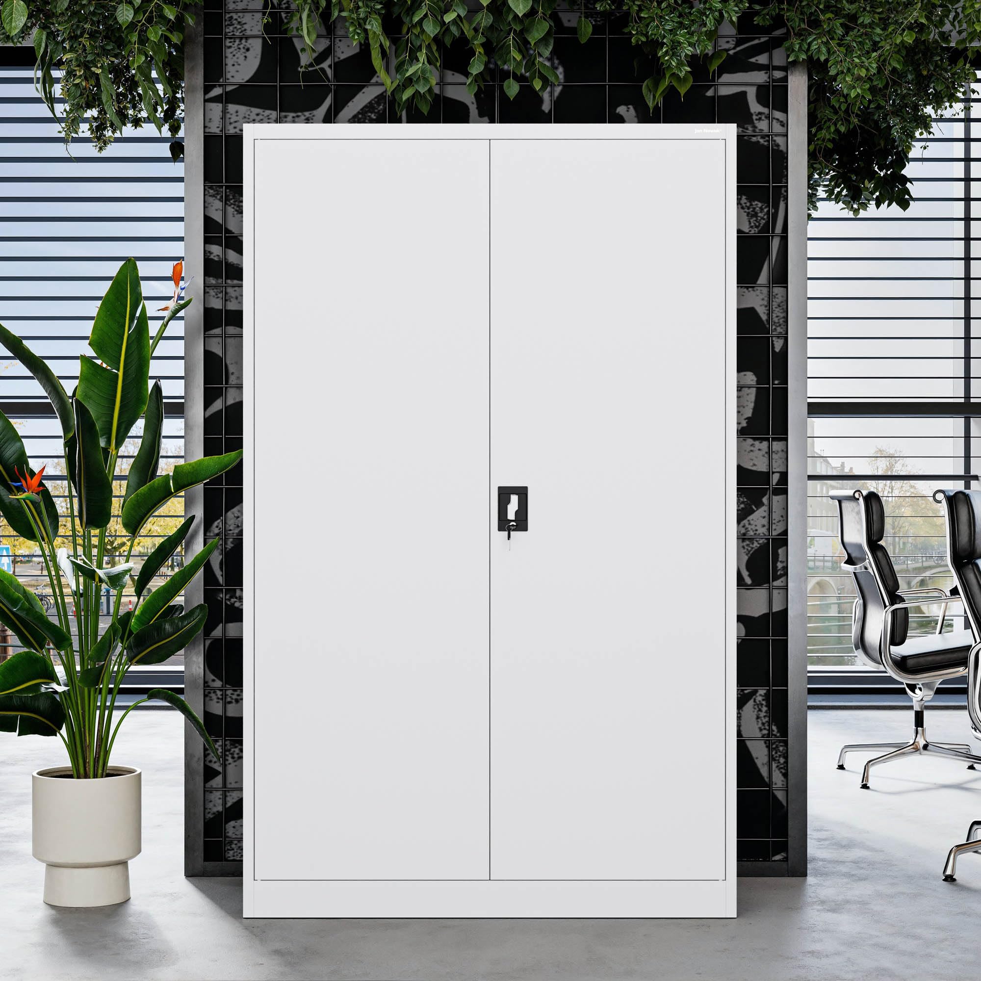 Jan Nowak armadio metallico professionale largo per ufficio armadio archivio in acciaio con serratura per faldoni A4 grande capacità e organizzazione documenti 185 x 115 x 60 cm Bianco