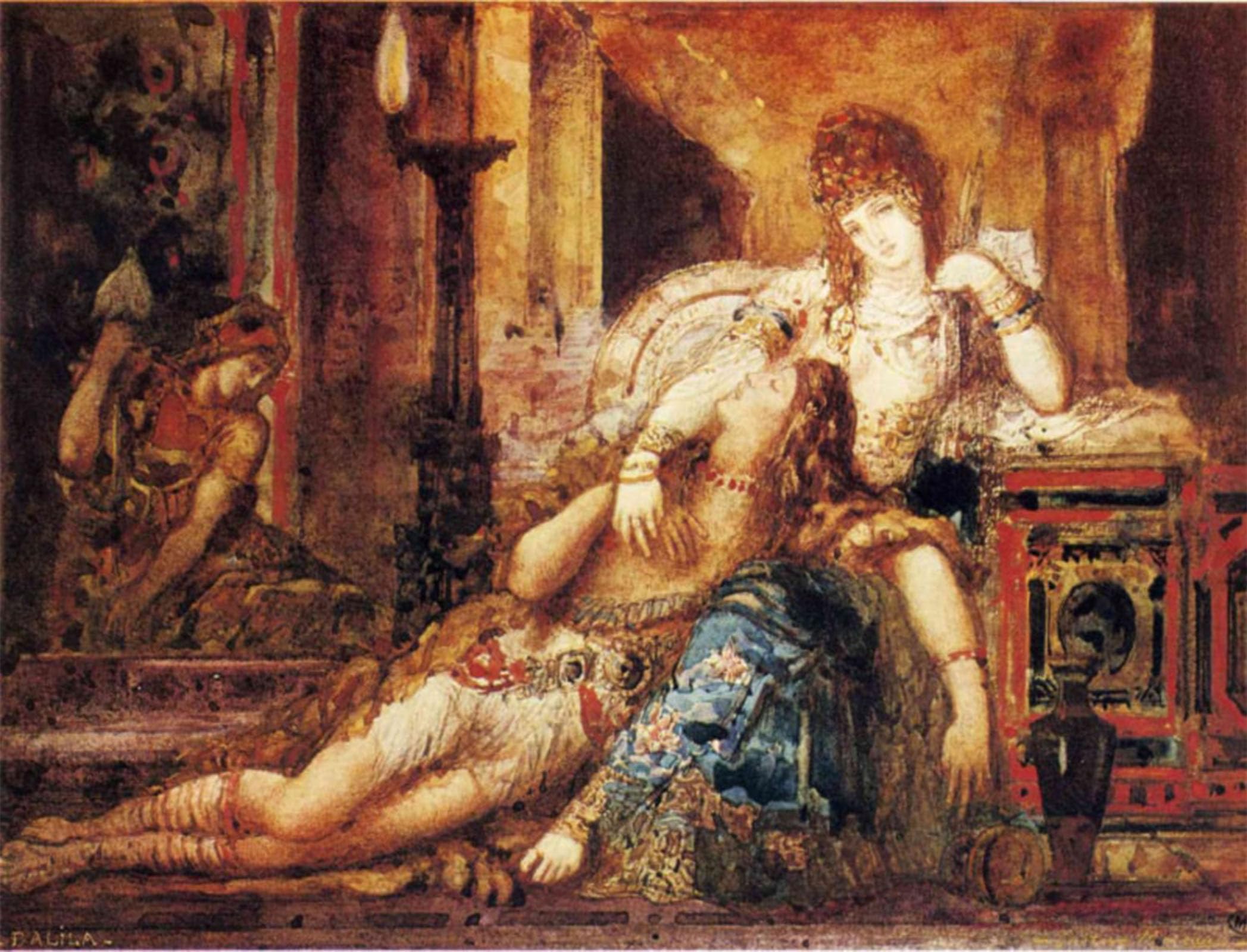 POSTERIIk Famous Modern Artwork Art Mural Samson and Delilah Gustave Moreau Oil Paintings Pictures for Home Decor 60x90cm
