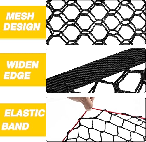 Miniatura 2 de BUMBEE Red de carga SUV – Red de almacenamiento elástica de 2 capas, 35 x 15.3 pulgadas, organizador con 4 ganchos mosquetones y clips giratorios