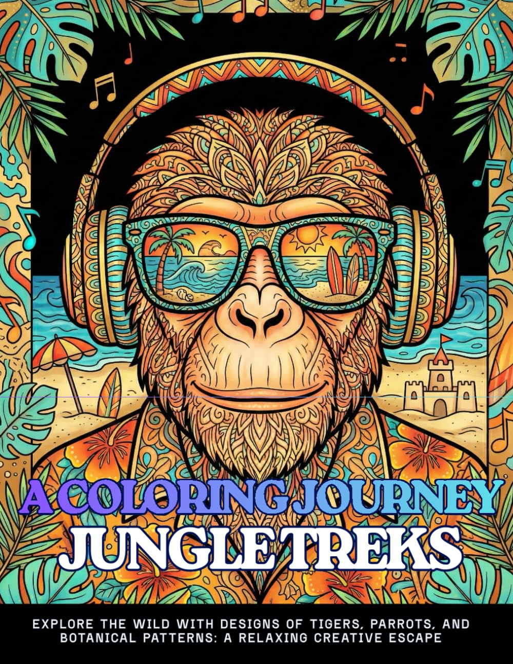 A COLORING JOURNEY JUNGLE TREKS: An Coloring Book Featuring 60 Lush Rainforest and Jungle Scenes, Exotic Animals, and Tropical Mandalas for Stress Relief