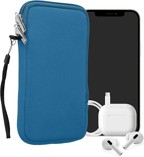 Miniatura 75 de kwmobile Bolsa de neopreno para teléfono tamaño XL - 6.7/6.8 pulgadas - Funda universal para celular con cremallera, correa para la muñeca, amarillo