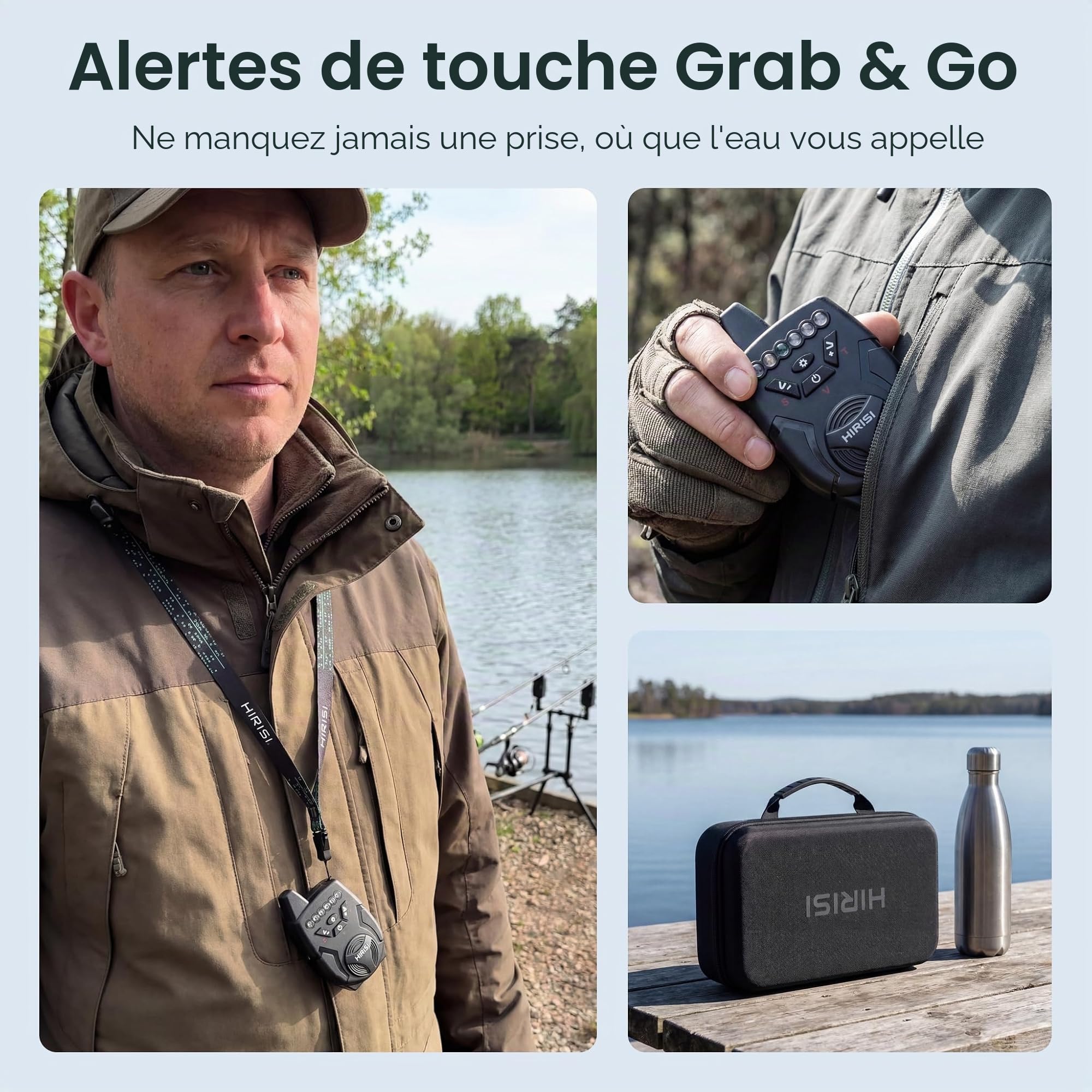Hirisi Tackle Lot d'alarme de pêche à la carpe avec détecteur de touche sans fil 1 + 4