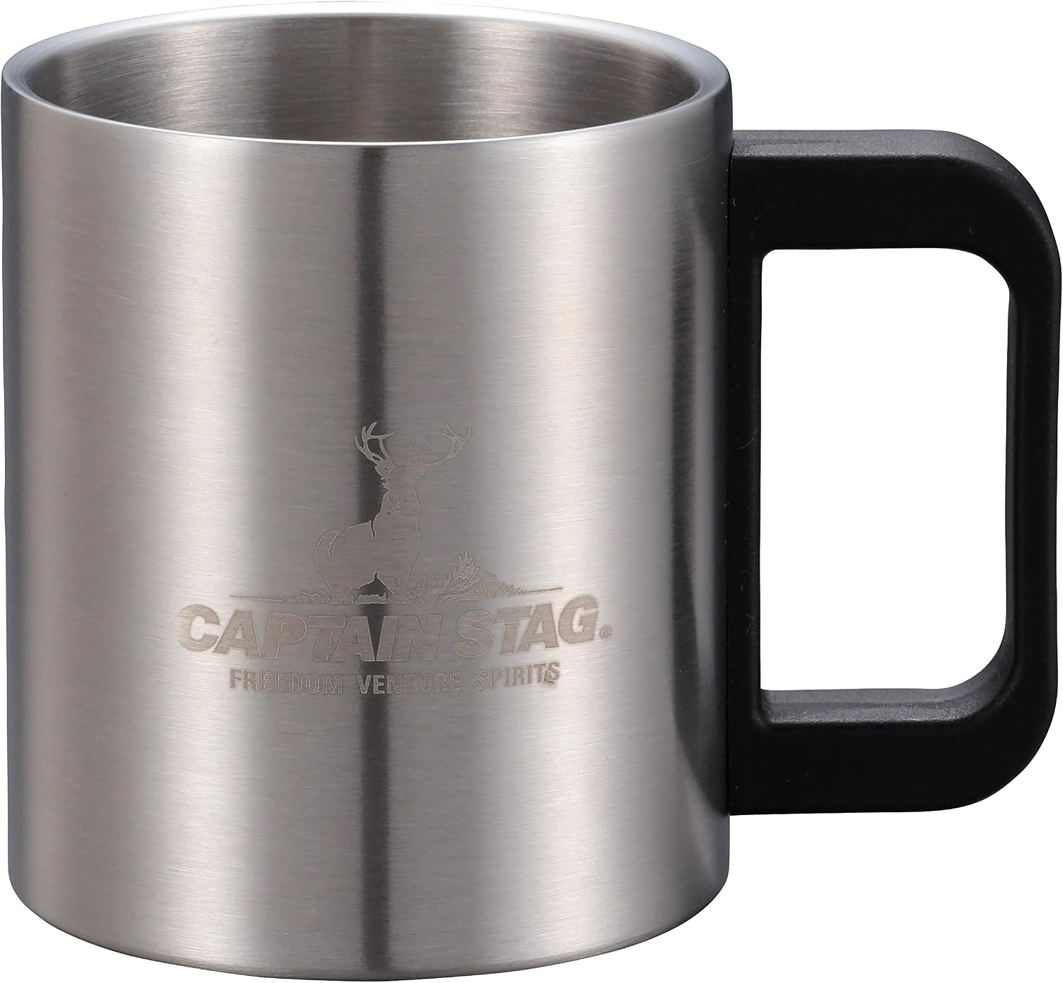 Captain Stag UH-2013 Outdoor Cup, Mug, Cup, Tumbler, 16.1 fl oz (470 ml), Double Stainless Steel, Hollow Double Wall Construction, Stainless Steel, New Freedom
