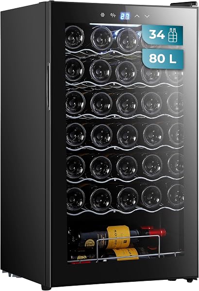 Cecotec Cave à vin 34 bouteilles Bolero grandsommelier 34030 black compressor, 80 L, Refroidissement par compresseur, Température réglable de 5 à 18°C, Commande tactile, Affichage, LED intérieur. - 1