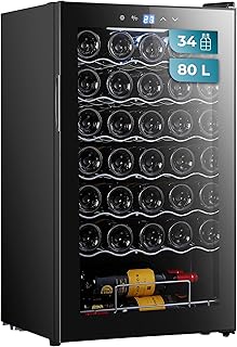 Cecotec Cave à vin 34 bouteilles Bolero grandsommelier 34030 black compressor, 80 L, Refroidissement par compresseur, Température réglable de 5 à 18°C, Commande tactile, Affichage, LED intérieur.