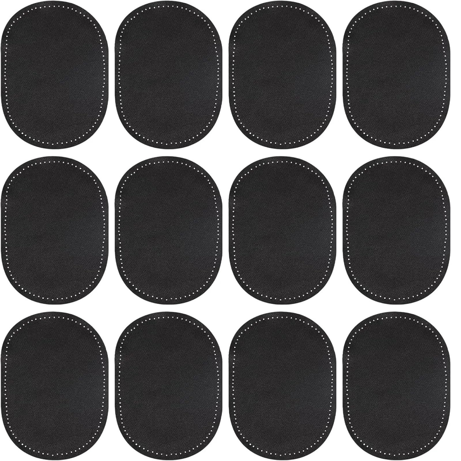 Ellbogen Knie Patches 12 Stück Ovale, Aufnähbare Stoffflicken For Reparieren Von Ellbogen Und Knien, Schwarz, For Kleidung Bastelarbeiten