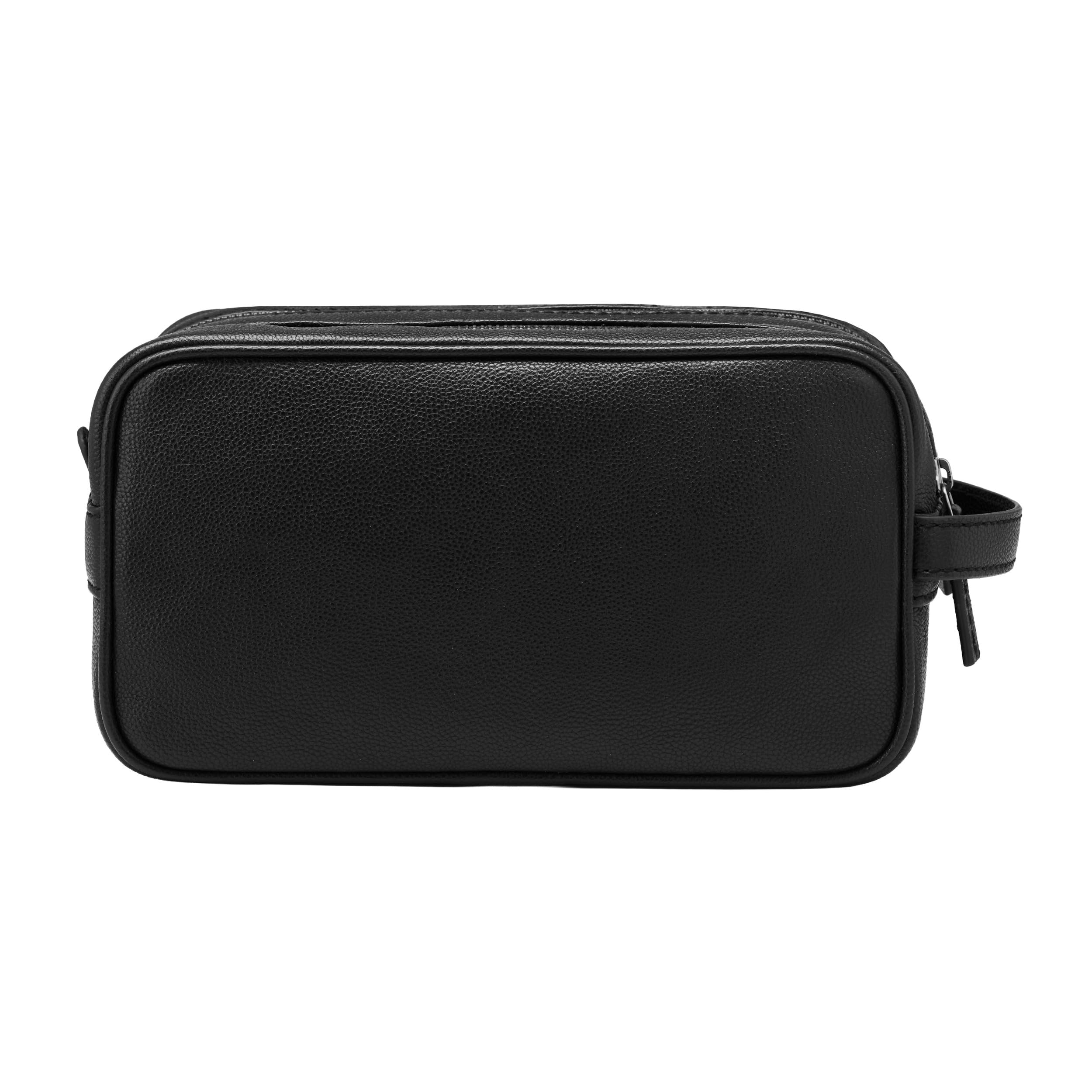 DRAKENSBERG Beauty case da uomo in pelle 'Enrico' con 2 scomparti con cerniera, grande, elegante, 5 l, Nero , Standardgröße 25cm, Classico