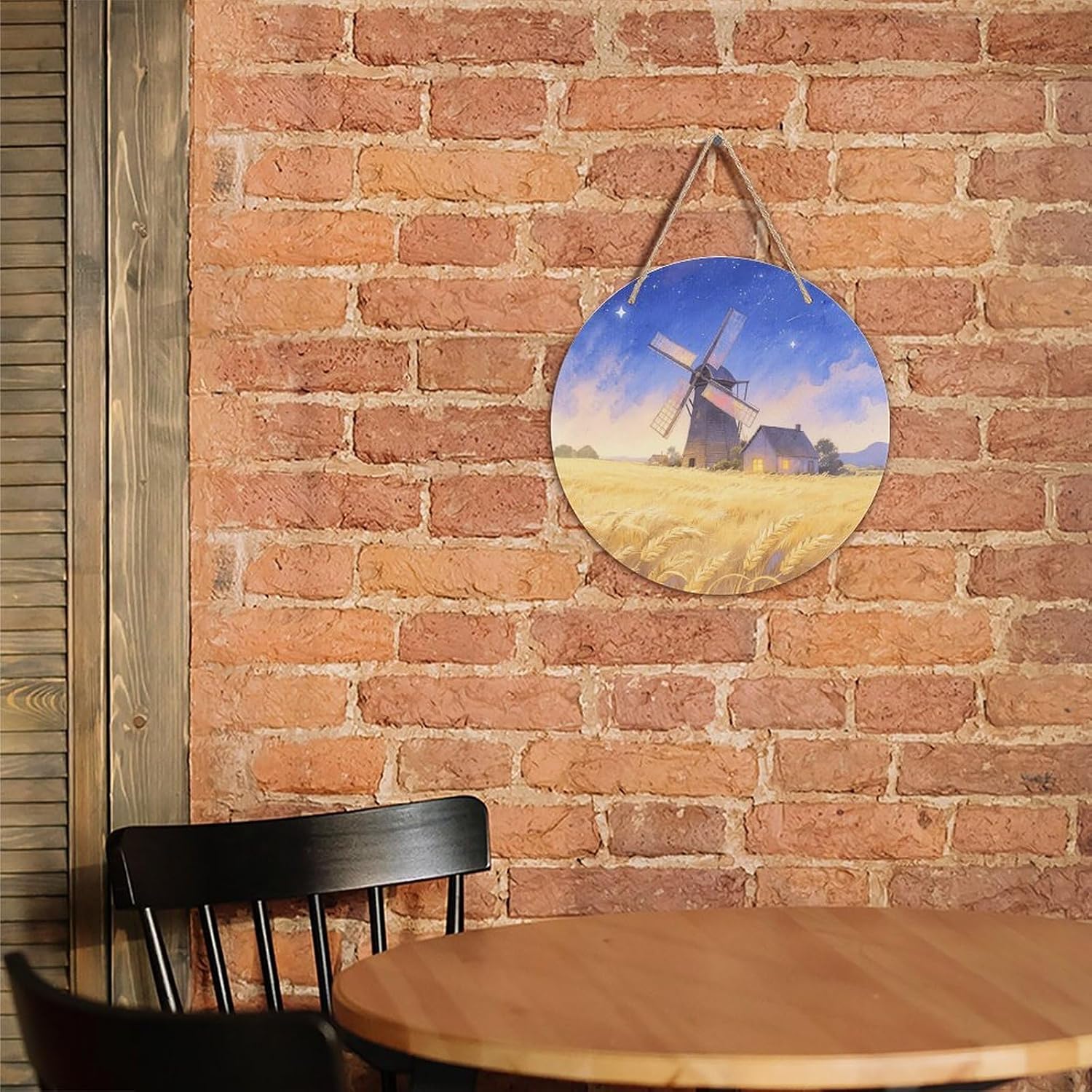 Village Windmill Painting Wood Painting