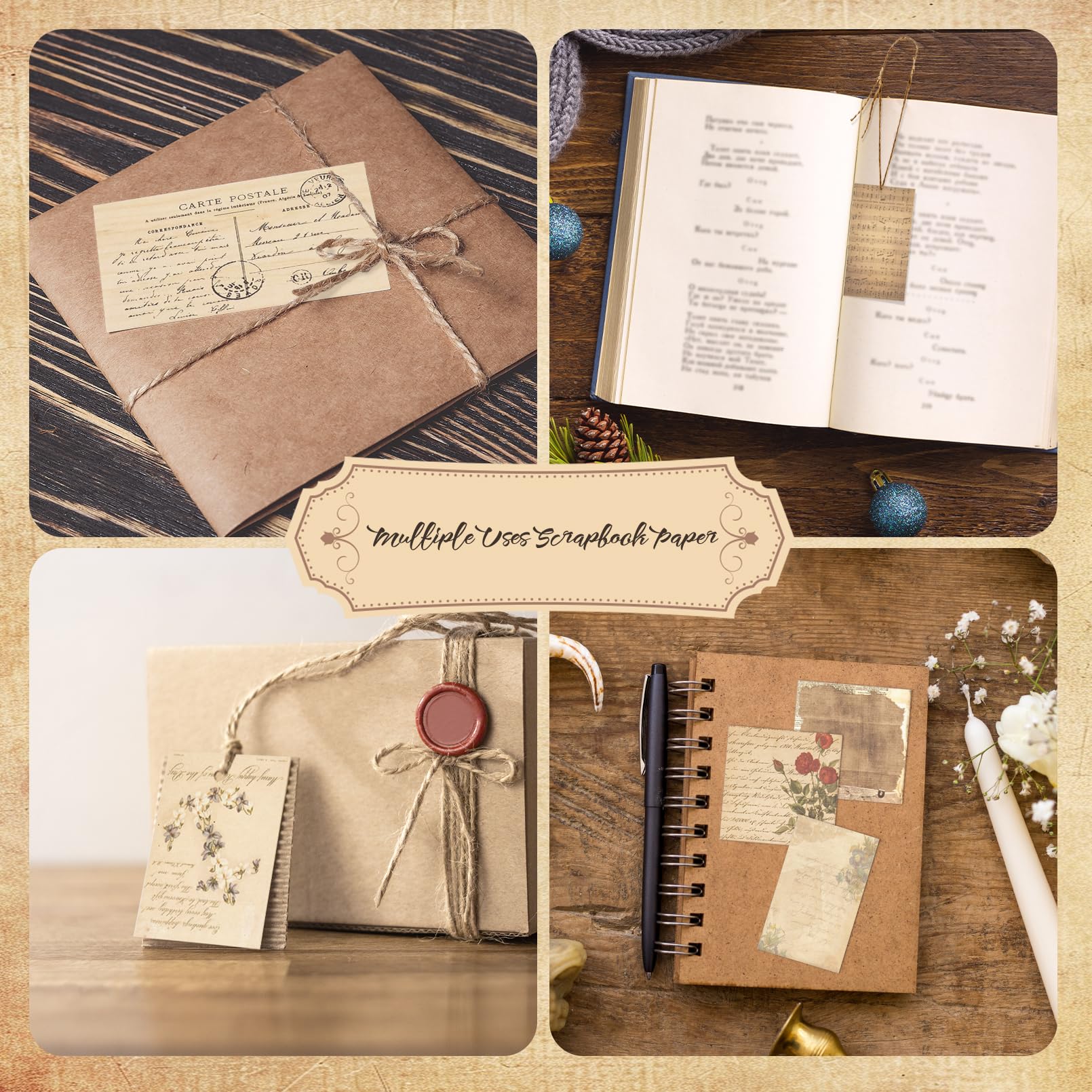 Lot de 240 feuilles de papier de scrapbooking, fournitures de scrapbooking, papier esthétique décoratif, matériaux de scrapbooking pour planificateur, bullet journal, journal indésirable,