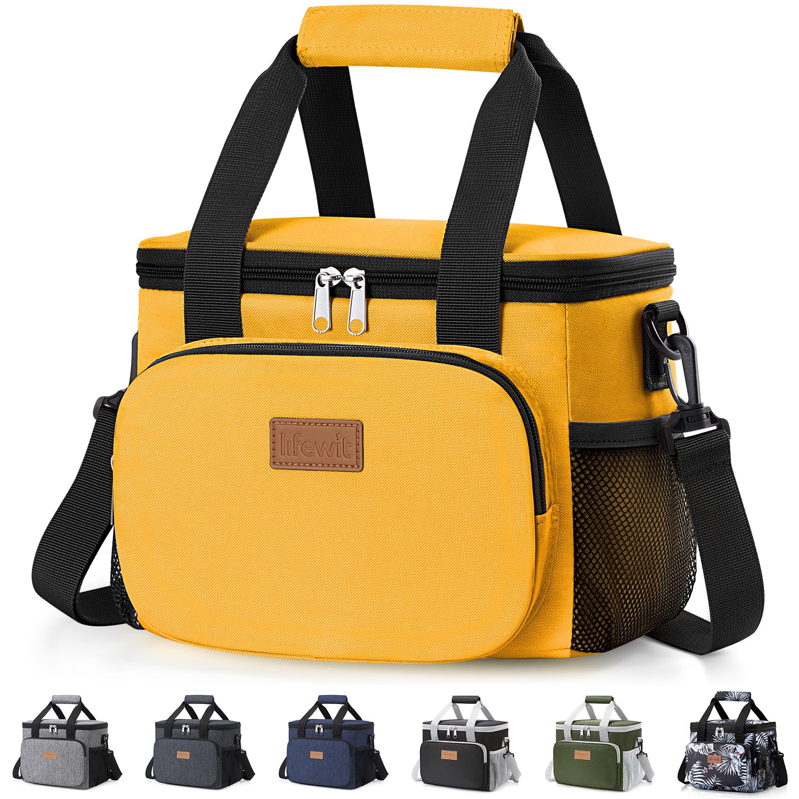 Lifewit Medium Lunch Bag, Insulated Lunch Box, Soft Cooler Cooling Tote for Adult Men Women, Orange 12-Can (9L)