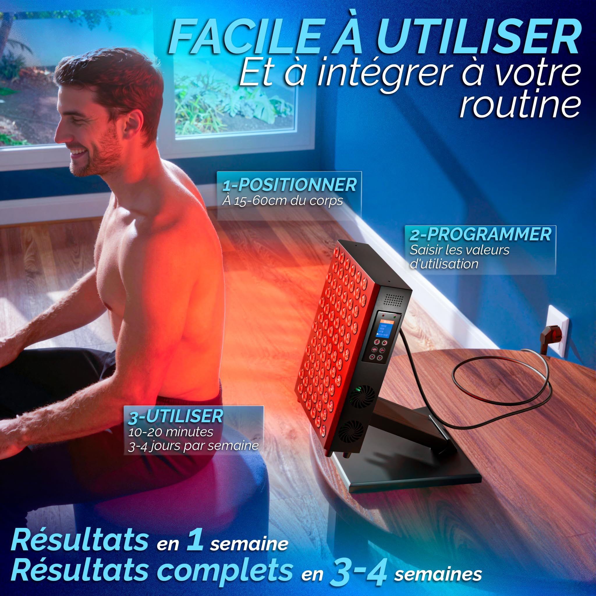 DreamTape® Panneau Lumière Rouge Infrarouge 660nm 850nm - Thérapie LED Professionnelle avec 72 LEDs - Red Light Therapy Panel Haute Puissance pour Récupération Musculaire, Peau et Bien-être