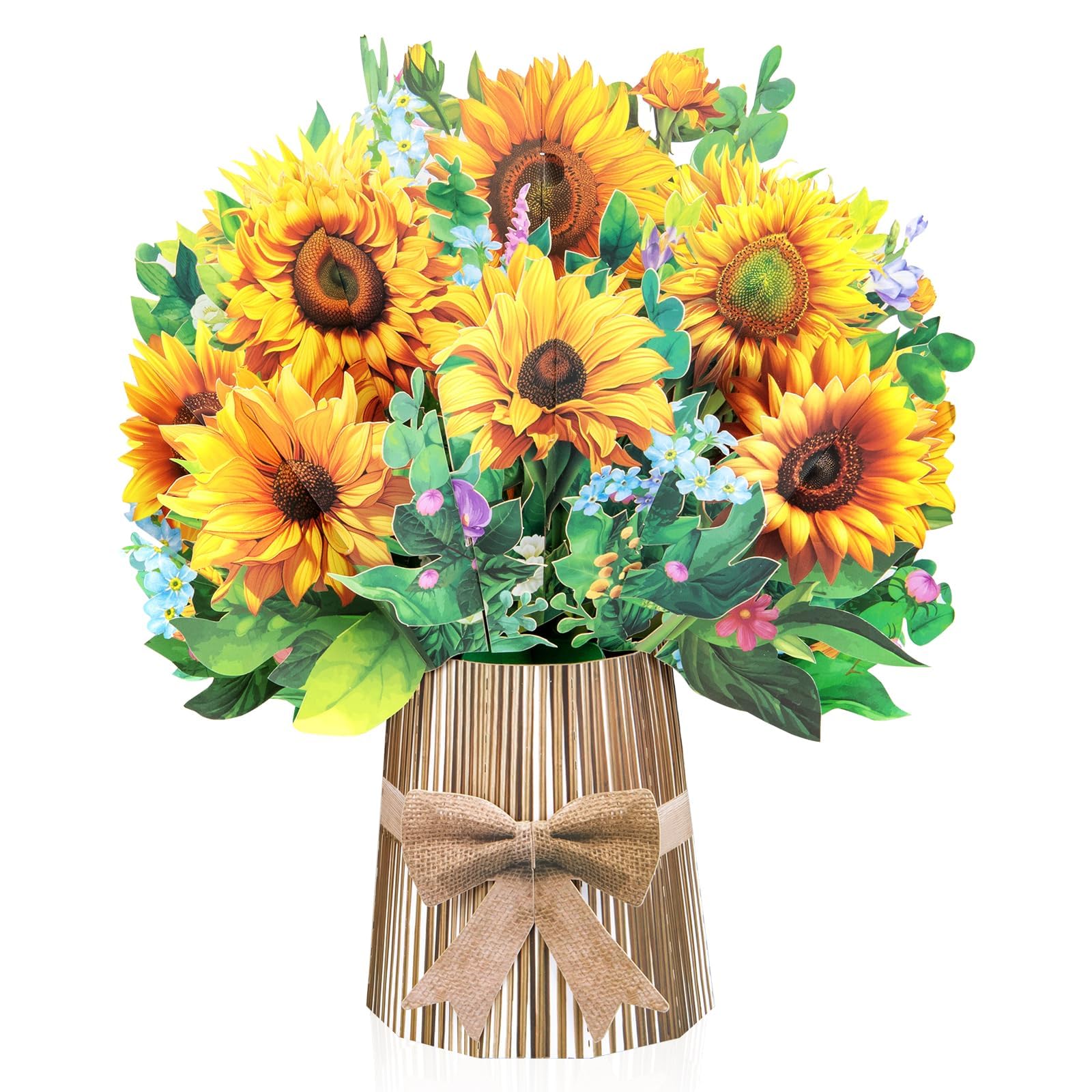 Sunflower Big Pop Up 13 inch Paper Flower Bouquet Greeting Cards with Blank Note & Envelope, ideal gift for celebrating Love, Holiday, Birthday, Anniversary, Mother's Day, Valentine's Day