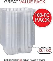 Vista 2 de Bandejas de nachos de plástico de 12 oz (100 unidades) Bandeja pequeña desechable para nachos y salsa de queso, suministros para puestos de venta