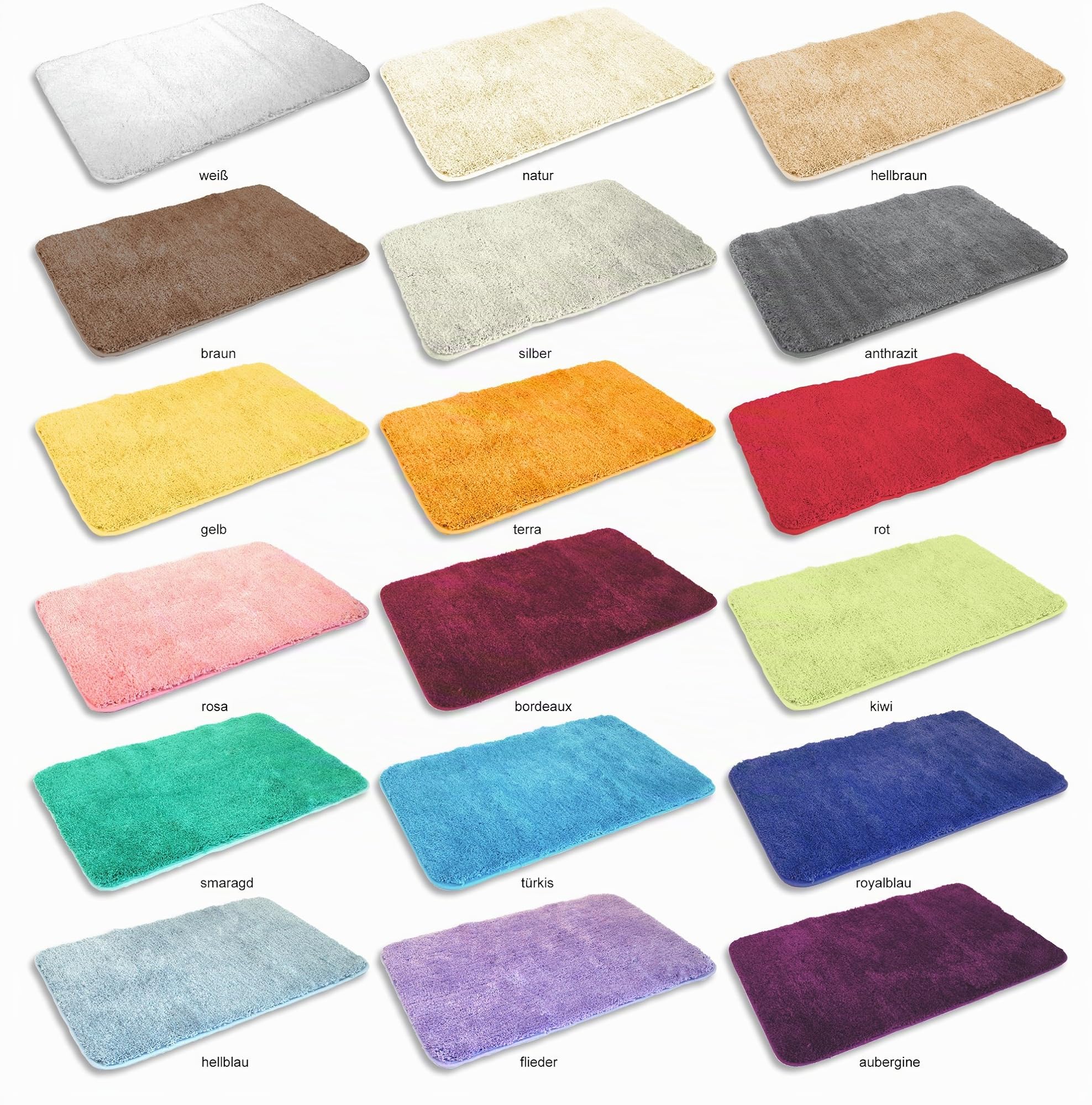 Mesana Kinzler J-10008/101 hochwertige Mikrofaser Badematte Uni, 80x150 cm, flusenfrei, pflegeleicht, aubergine