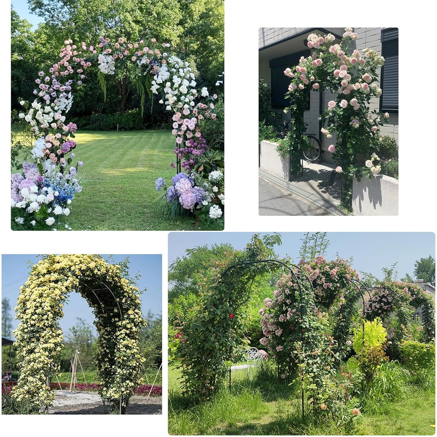 Garden Arch for Floral Vines, Wedding Decor, Water Proof Garden Arch, Pipe Diameter 20mm, Easy to Install,Multifunction Rose Arches for Garden(47x15.7x94in)