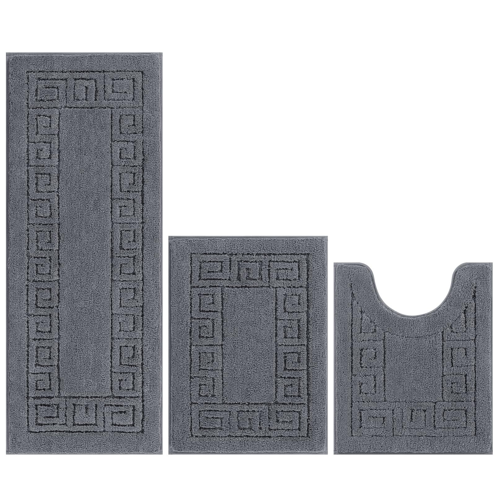Pauwer Badezimmerteppich-Set, weiche Mikrofaser, rutschfeste Badezimmermatten, ultra-saugfähig, Plüsch, zotteliger Badteppich, Läufer, maschinenwaschbar, WC-Teppich für Badewanne, Waschbecken