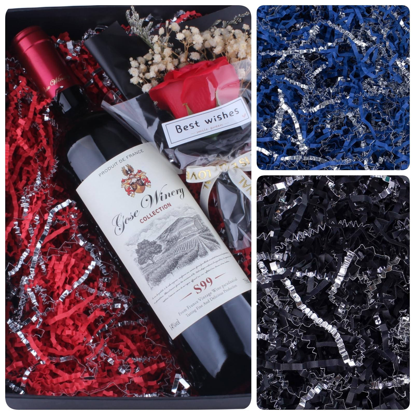 Carta da parati increspata, 0,5 kg, per confezioni regalo e cesti regalo, per Natale, Halloween e decorazioni per matrimoni, cestino pasquale, attività artigianali (rosa e argento)