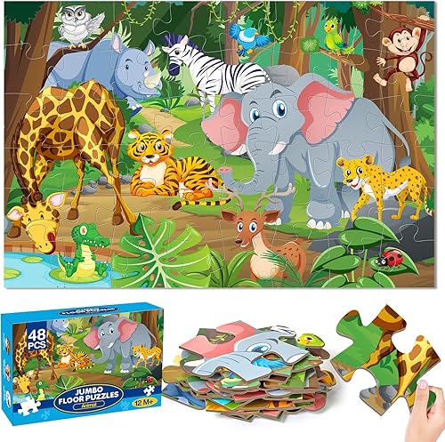 Miniatura 8 de Rompecabezas de Piso Jumbo para Niños de 4-6 Años, Rompecabezas Grande del Sistema Solar Tipo Jigsaw de 48 Piezas, Cartón Extra Grueso, Juguetes