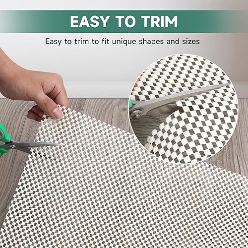 Miniatura 6 de BALEINE Almohadilla antideslizante para alfombra con agarre para suelos de madera dura, extra gruesa antideslizante debajo de la alfombra (5 x 7