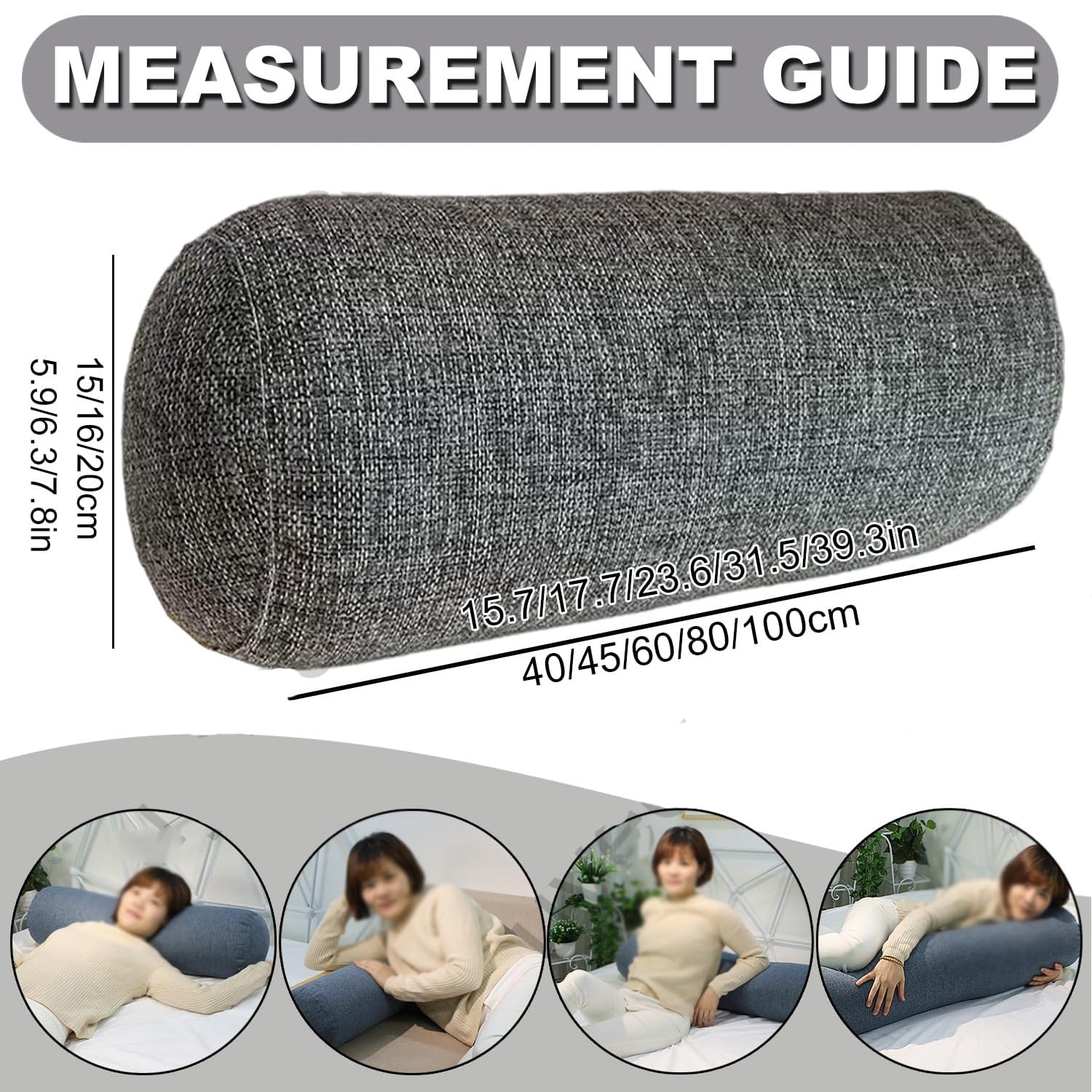 Poduszka pod kark i poduszka na szyję długa poduszka podłokietnik poduszki na sofę poduszka do spania boczna ergonomiczna poduszka pod szyję khaki 20 x 100 cm