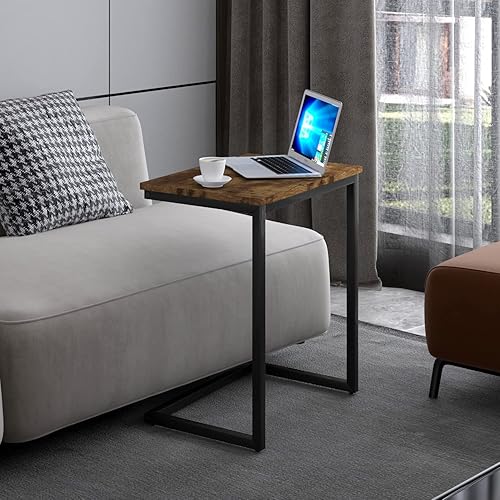 Miniatura 4 de Mesa auxiliar de sofá C con decoración de madera, bandeja de café, mesa auxiliar para aperitivos, soporte para portátil sobre la cama, escritorio de