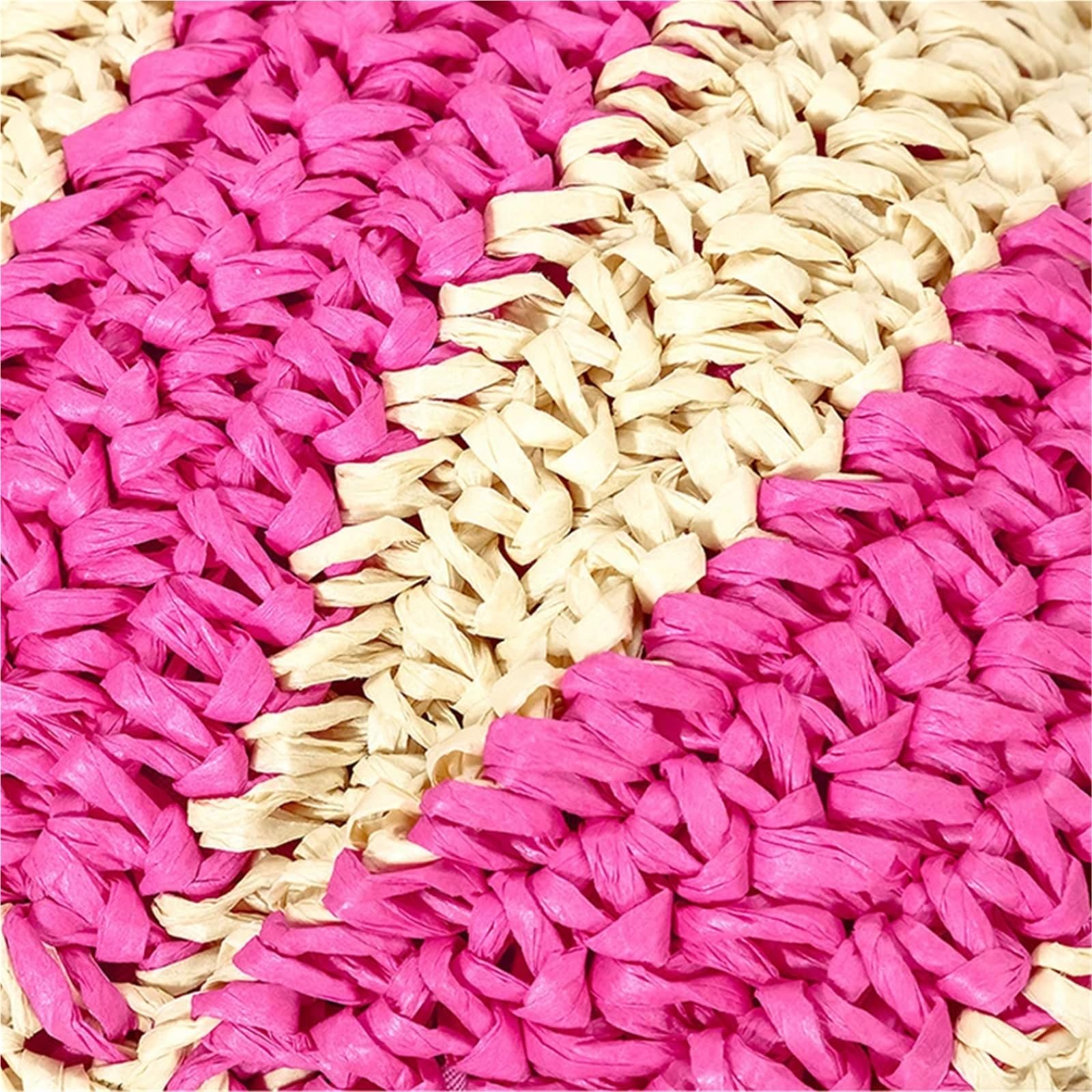 Pochette in paglia a righe for donna Borse a tracolla a in carta intrecciata Borsa casual fatta a mano Per Donna(Pink)