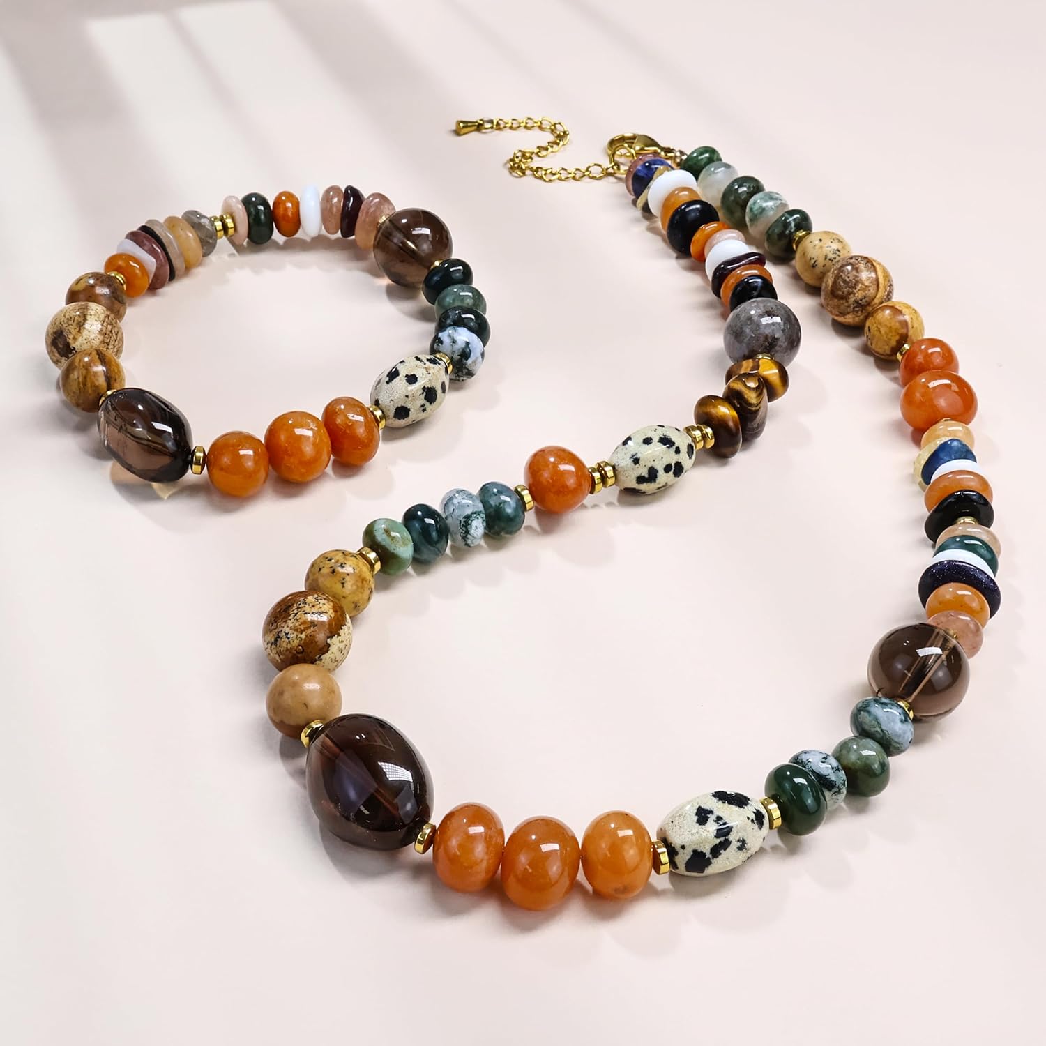 Boho Colorful Chunky Statement Beaded Necklaces for Women,Handmade Women's Fashion Gemstone Bead Choker Necklace,Western Natural Stone Strand Necklace Bib Collar Jewelry Unique Gifts for Women - Image 9