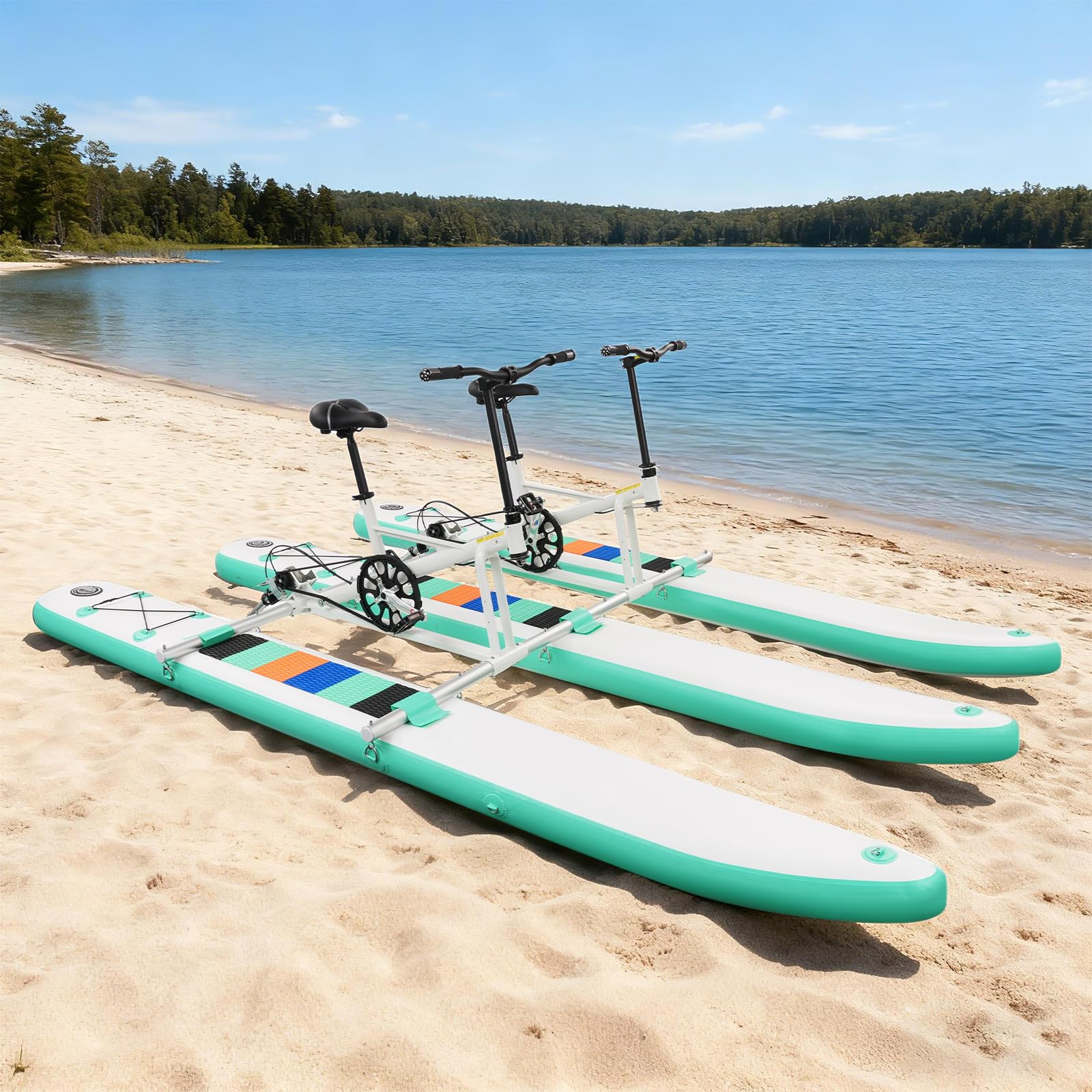 Bicicleta de agua para 2 personas, inflable con una capacidad de carga de 180 kg, barco inflable de dos plazas con asientos ajustables, bote inflable a pedales