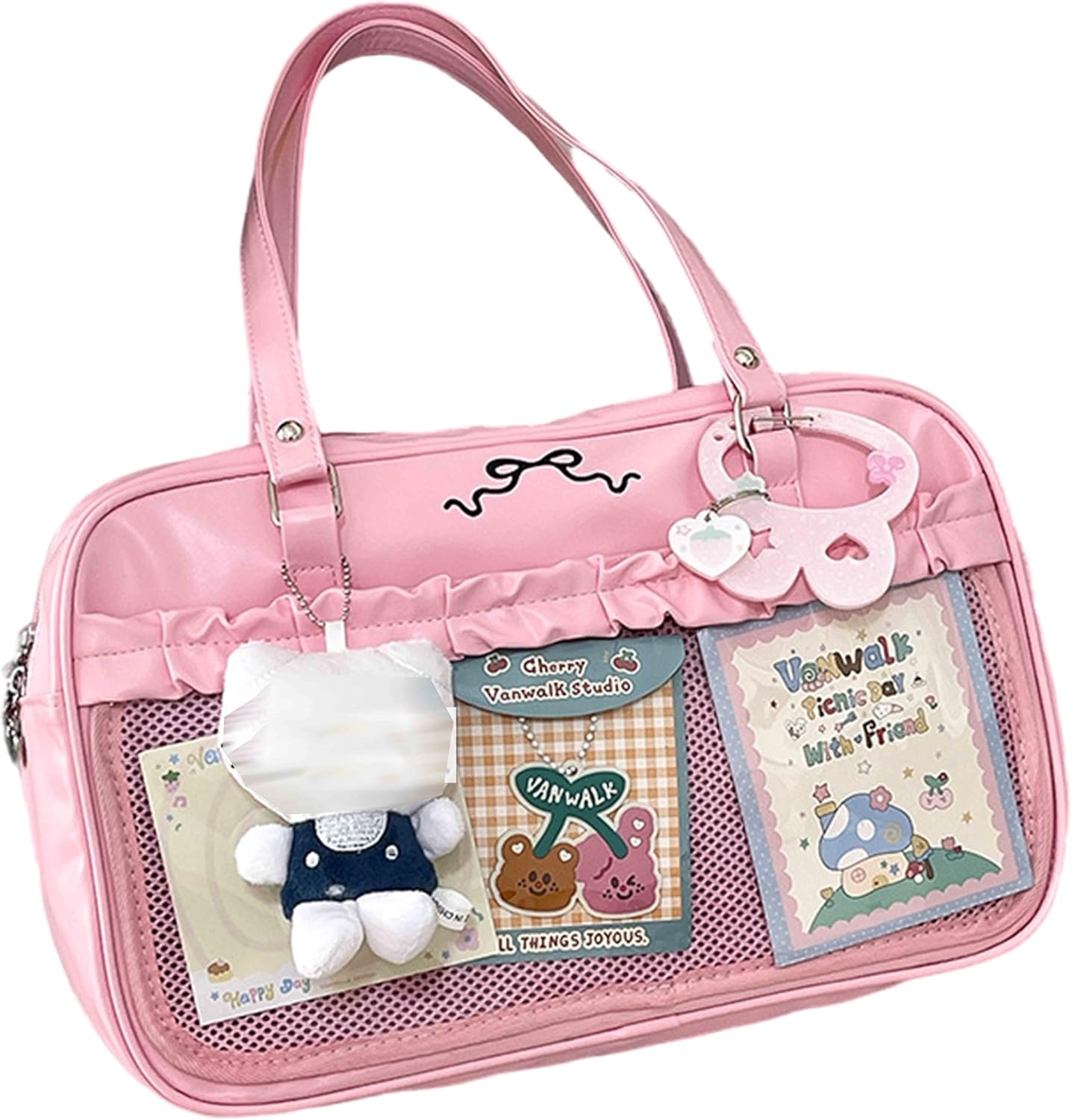 Ita Bag Shoulder Tote Bag,Kawaii Shoulder Purse with Insert Anime Pins Display