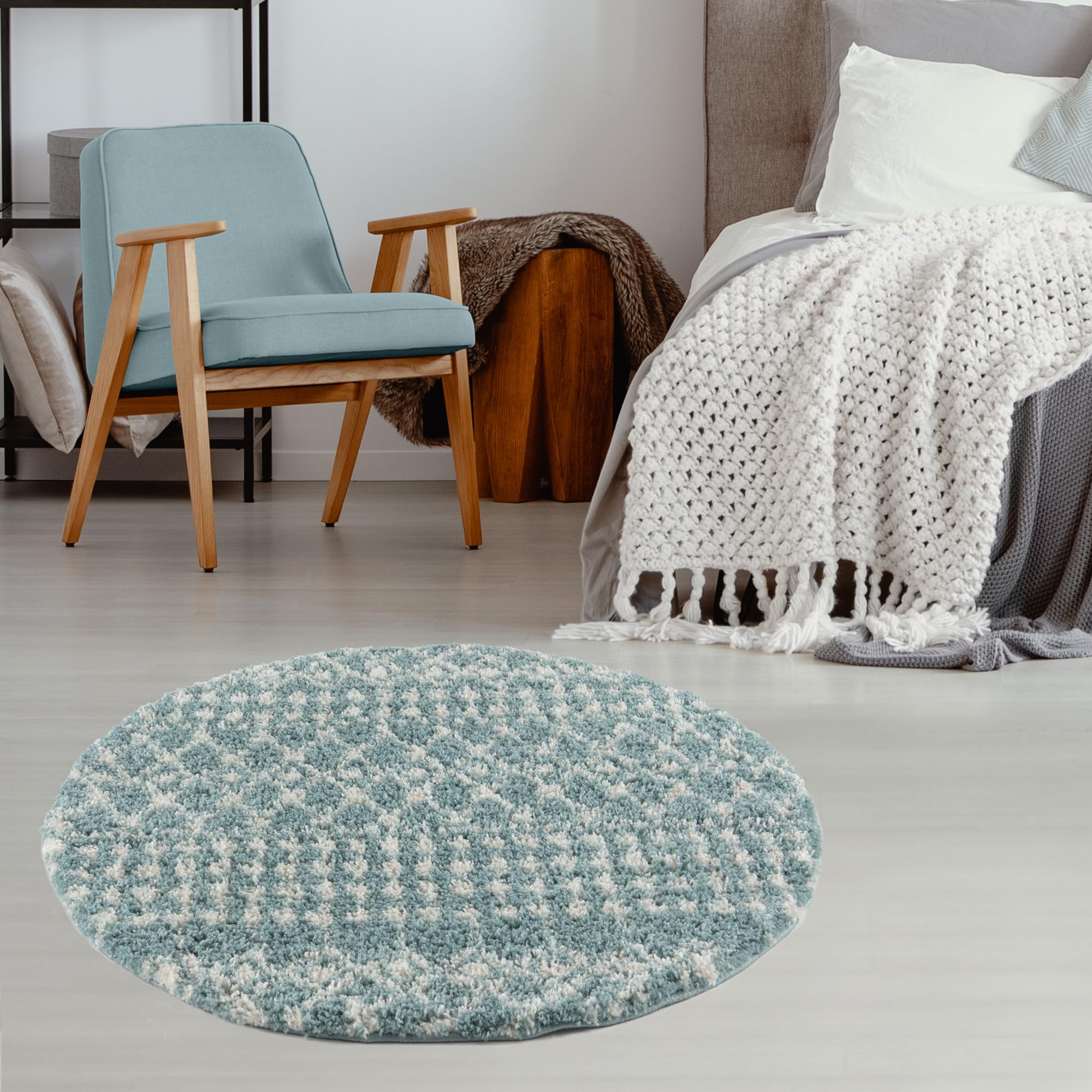 The Rugs Blue Moroccan Duck Egg Shaggy Rug | 1050