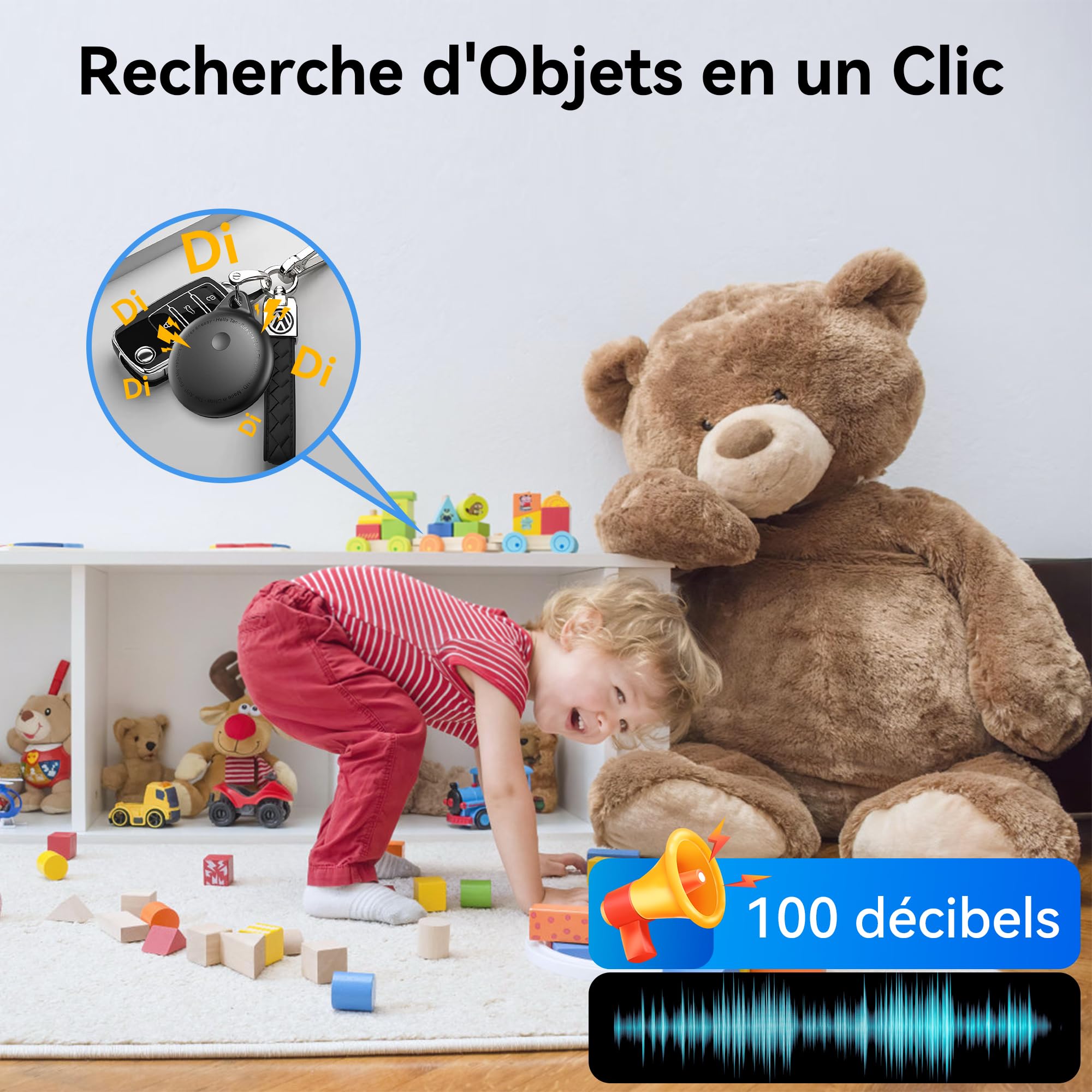 Air Tracker Android sans Abonnement, 4 Traceur Localisateur D’Objets, Smart Tracker Tag Fonctionne avec l’app Google Localiser, IPX6 Bluetooth Tracker pour Les Clés,Portefeuilles,Valises