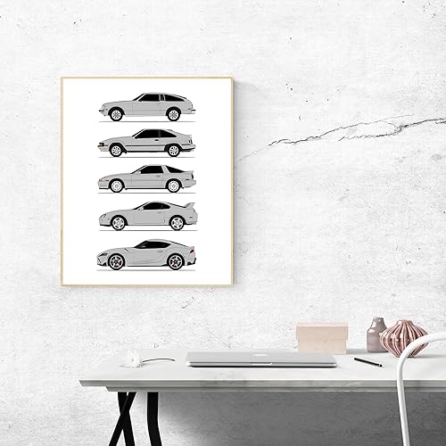 Vista 33 de Custom Car Posters Handmade Poster compatible with Toyota Supra Generations and Print of Toyota Supra - Blue, 11x14 Metallic Print (Unframed)
