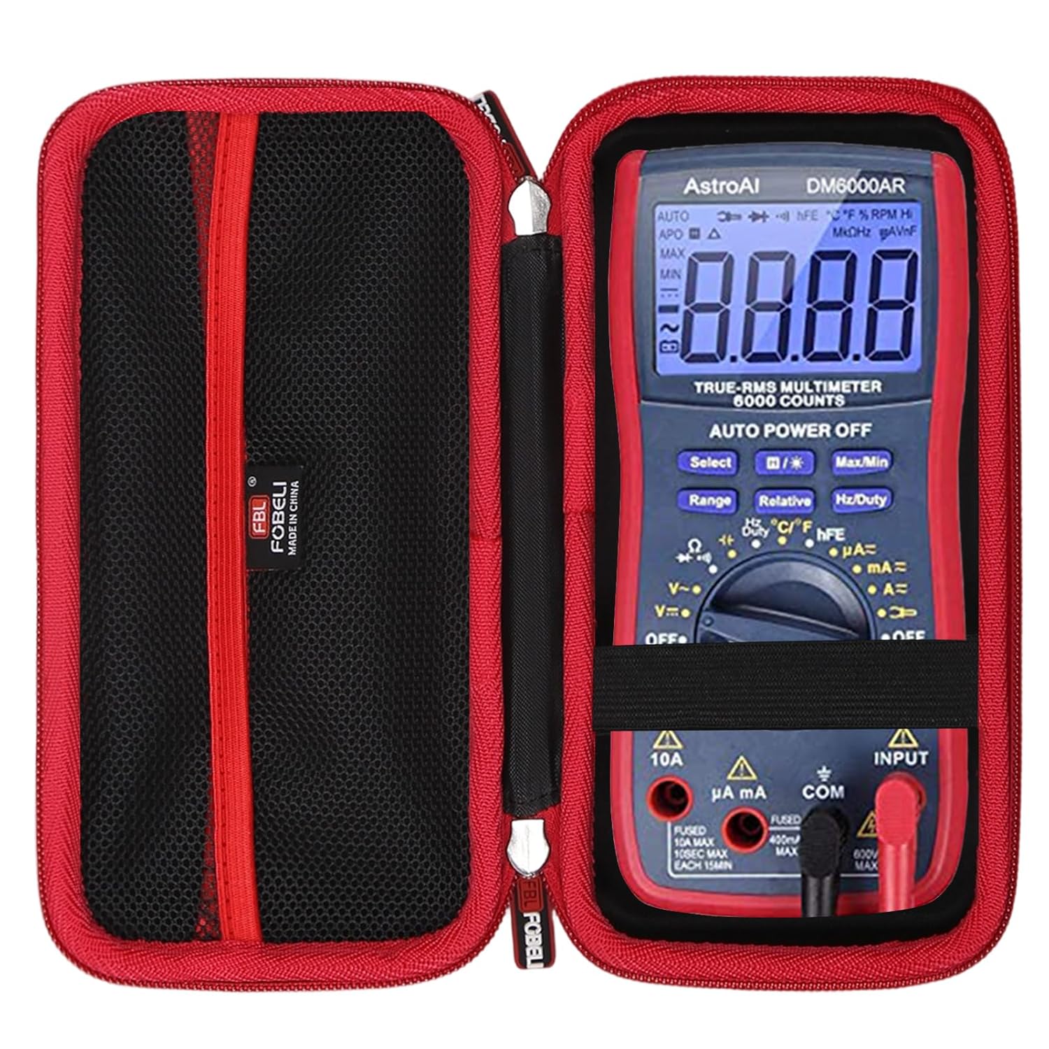 FBLFOBELI Storage Carrying Case Compatible with AstroAI Digital Multimeter Analyzer TRMS 6000 Counts Volt Meter Ohmmeter Auto-Ranging Tester (Case Only) (Red)