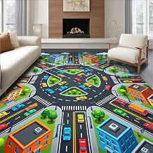 Design&I 3'x5' Emerald City Streets and Charcoal Highways Washable Throw Rug