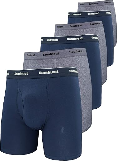 Comfneat Herren Boxershorts Langes Bein Unterhosen Elastisch Baumwolle Elasthan Unterwäsche mit Eingriff