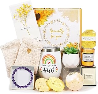 Get Well Soon Gifts for Women, Get Well Soon Gift Basket, Care Package for Women, Get Well Soon Gifts For Women After Surgery, Thinking of you Feel Better Self Care Gifts Birthday Gifts for Women (yellow-1)