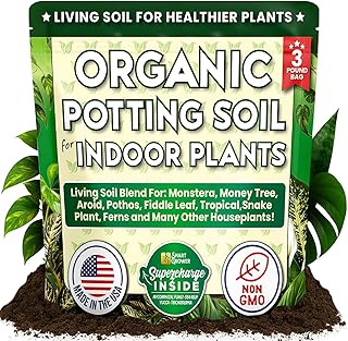 Organic Potting Soil for Indoor Plants. Boost House Plant Growth for Monstera, Fiddle Leaf, Money Tree, Pothos, Snake Plant, Aroid, Flowers, Herbs, Veggies, & More, Smart Grower 3 LB Ready to Plant