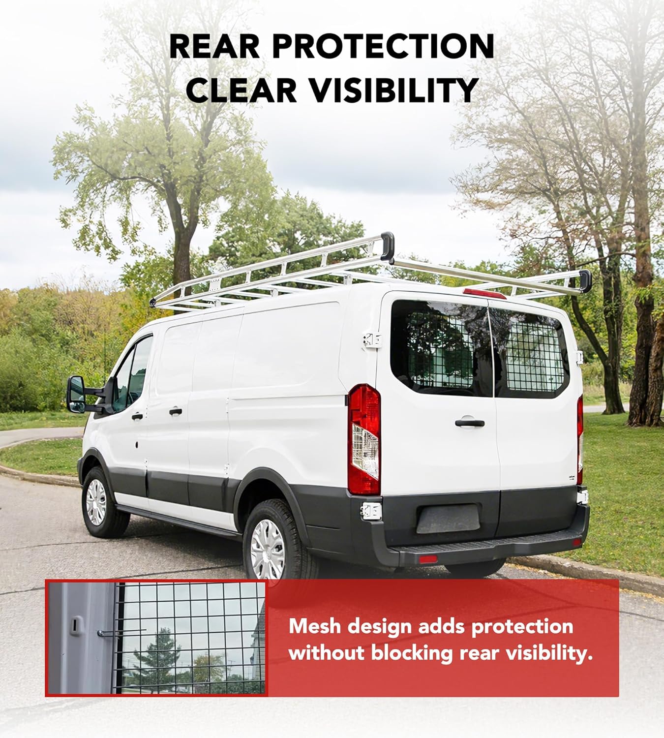 Window Security Screens Fit for Ford Transit Low Roof Cargo Van, Rear Door Safety Screens, 2PCS