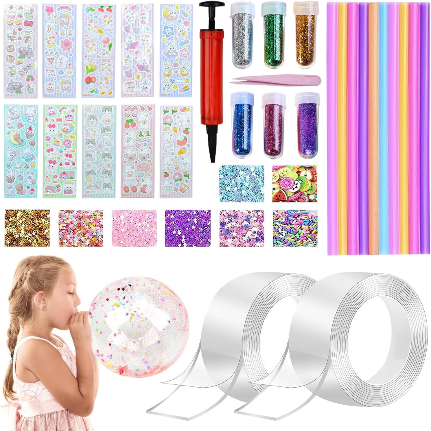 38 PCS Nano Tape Bubbles Kit, Double Sided Nano Tape for Making Bubbles
