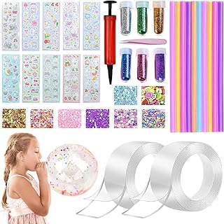 38 PCS Nano Tape Bubbles Kit, Double Sided Nano Tape for Making Bubbles, DIY Nano Bubble Tape with Pump Sequins Glitter Powder Stickers, Nano Magic Tape Creative Water Ball Craft Kits for Kids Adults