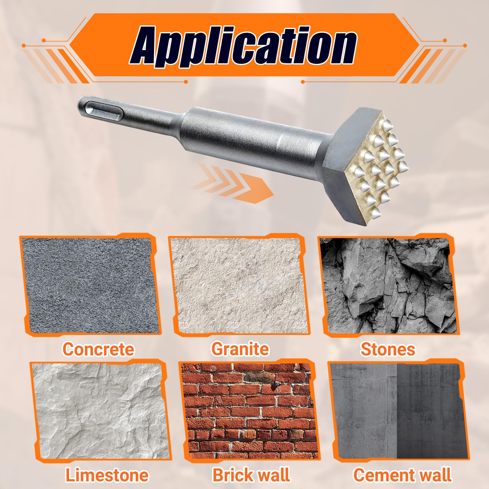 Scalpello SDS Plus, 40cr Elettrico Square Drive Scalpello Elettrico A Martello Punta Da Trapano Quadra Con Gambo Tondo 16 Denti Adatto Per Calcestruzzo Ardesia Ponti Muri Piastrelle Di Granito