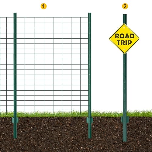 Miniatura 16 de Poste de valla de metal de 5 pies, poste de valla de jardín resistente para sostener cerca de alambre, poste en U, paquete de 10 postes resistentes